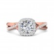 FlyerFit® 14K Pink Gold Shank And White Gold Top Split Shank Engagement Ring