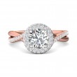 FlyerFit® 18K Pink Gold Shank And White Gold Top Split Shank Engagement Ring