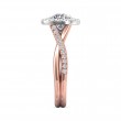 FlyerFit® 18K Pink Gold Shank And White Gold Top Split Shank Engagement Ring