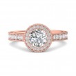 FlyerFit® 18K Pink Gold Micropave Halo Engagement Ring