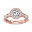 FlyerFit® 18K Pink Gold Micropave Halo Engagement Ring