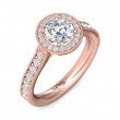 FlyerFit® 18K Pink Gold Micropave Halo Engagement Ring