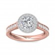 FlyerFit® 18K Pink Gold Shank And White Gold Top Micropave Halo Engagement Ring