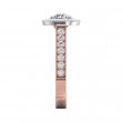 FlyerFit® 18K Pink Gold Shank And White Gold Top Micropave Halo Engagement Ring