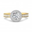 FlyerFit® 18K Yellow Gold Shank And White Gold Top Micropave Halo Engagement Ring