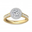 FlyerFit® 18K Yellow Gold Shank And White Gold Top Micropave Halo Engagement Ring