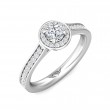 FlyerFit® 14K White Gold Micropave Halo Engagement Ring