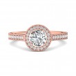 FlyerFit® 14K Pink Gold Micropave Halo Engagement Ring