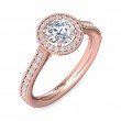 FlyerFit® 14K Pink Gold Micropave Halo Engagement Ring