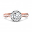 FlyerFit® 14K Pink Gold Shank And White Gold Top Micropave Halo Engagement Ring