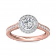 FlyerFit® 14K Pink Gold Shank And White Gold Top Micropave Halo Engagement Ring