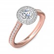 FlyerFit® 14K Pink Gold Shank And White Gold Top Micropave Halo Engagement Ring