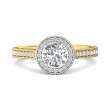 FlyerFit® 18K Yellow Gold Shank And White Gold Top Micropave Halo Engagement Ring