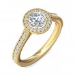 FlyerFit® 14K Yellow Gold Micropave Halo Engagement Ring