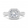 FlyerFit® 18K White Gold Micropave Halo Engagement Ring