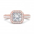 FlyerFit® 14K Pink Gold Micropave Halo Engagement Ring