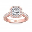 FlyerFit® 14K Pink Gold Micropave Halo Engagement Ring