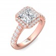 FlyerFit® 14K Pink Gold Micropave Halo Engagement Ring