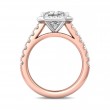 FlyerFit® 14K Pink Gold Shank And White Gold Top Micropave Halo Engagement Ring