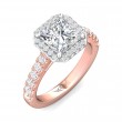 FlyerFit® 14K Pink Gold Shank And White Gold Top Micropave Halo Engagement Ring