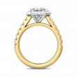 FlyerFit® 18K Yellow Gold Shank And White Gold Top Micropave Halo Engagement Ring