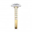 FlyerFit® 18K Yellow Gold Shank And White Gold Top Micropave Halo Engagement Ring