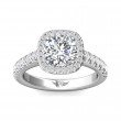 FlyerFit® 18K White Gold Micropave Halo Engagement Ring