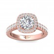 FlyerFit® 18K Pink Gold Micropave Halo Engagement Ring