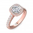 FlyerFit® 18K Pink Gold Micropave Halo Engagement Ring