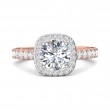 FlyerFit® 18K Pink Gold Shank And White Gold Top Micropave Halo Engagement Ring