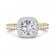 FlyerFit® 18K Yellow Gold Shank And White Gold Top Micropave Halo Engagement Ring