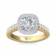 FlyerFit® 18K Yellow Gold Shank And White Gold Top Micropave Halo Engagement Ring