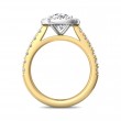 FlyerFit® 18K Yellow Gold Shank And White Gold Top Micropave Halo Engagement Ring