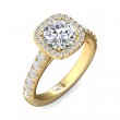 FlyerFit® 18K Yellow Gold Micropave Halo Engagement Ring