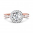 FlyerFit® 14K Pink Gold Shank And White Gold Top Micropave Halo Engagement Ring