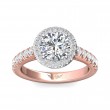 FlyerFit® 14K Pink Gold Shank And White Gold Top Micropave Halo Engagement Ring