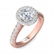 FlyerFit® 14K Pink Gold Shank And White Gold Top Micropave Halo Engagement Ring