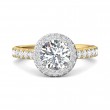 FlyerFit® 18K Yellow Gold Shank And White Gold Top Micropave Halo Engagement Ring