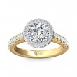 FlyerFit® 18K Yellow Gold Shank And White Gold Top Micropave Halo Engagement Ring