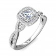 FlyerFit® 18K White Gold Split Shank Engagement Ring