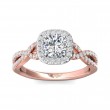 FlyerFit® 18K Pink Gold Shank And White Gold Top Split Shank Engagement Ring