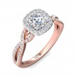 FlyerFit® 18K Pink Gold Shank And White Gold Top Split Shank Engagement Ring