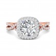 FlyerFit® 18K Pink Gold Shank And White Gold Top Split Shank Engagement Ring