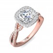 FlyerFit® 18K Pink Gold Shank And White Gold Top Split Shank Engagement Ring