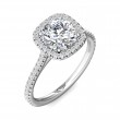 FlyerFit® 18K White Gold Micropave Halo Engagement Ring