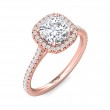 FlyerFit® 14K Pink Gold Micropave Halo Engagement Ring