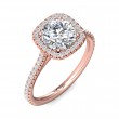 FlyerFit® 18K Pink Gold Micropave Halo Engagement Ring