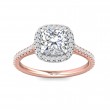 FlyerFit® 18K Pink Gold Shank And White Gold Top Micropave Halo Engagement Ring