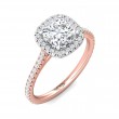 FlyerFit® 18K Pink Gold Shank And White Gold Top Micropave Halo Engagement Ring