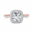 FlyerFit® 14K Pink Gold Shank And White Gold Top Micropave Halo Engagement Ring